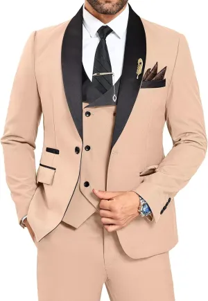 3 Piece Mens Tuxedo Suit Set Slim Fit Men Wedding Prom Party Suits Blazer Pants Shawl Collar Dinner Double Breasted Suit Set