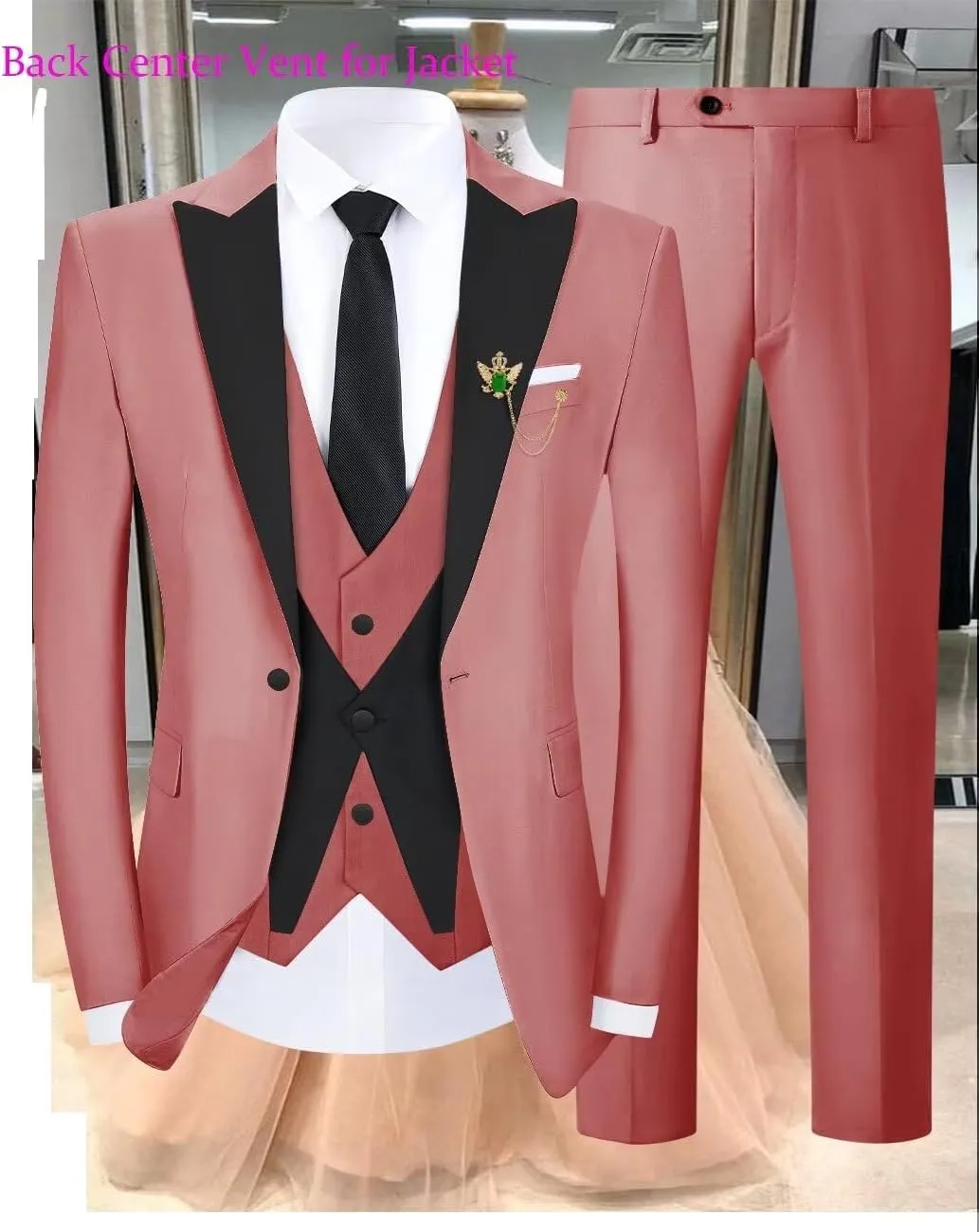 3 Piece Slim Fit Tuxedos for Men Tux Wedding Suits Man One Button Blazer Tuxedo Vest Pants Formal Prom Suits Sets