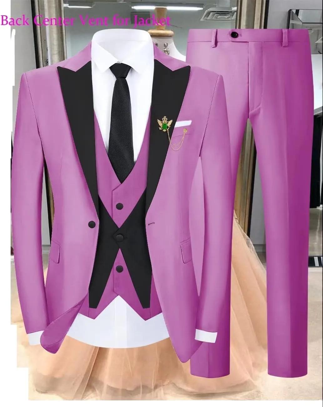 3 Piece Slim Fit Tuxedos for Men Tux Wedding Suits Man One Button Blazer Tuxedo Vest Pants Formal Prom Suits Sets