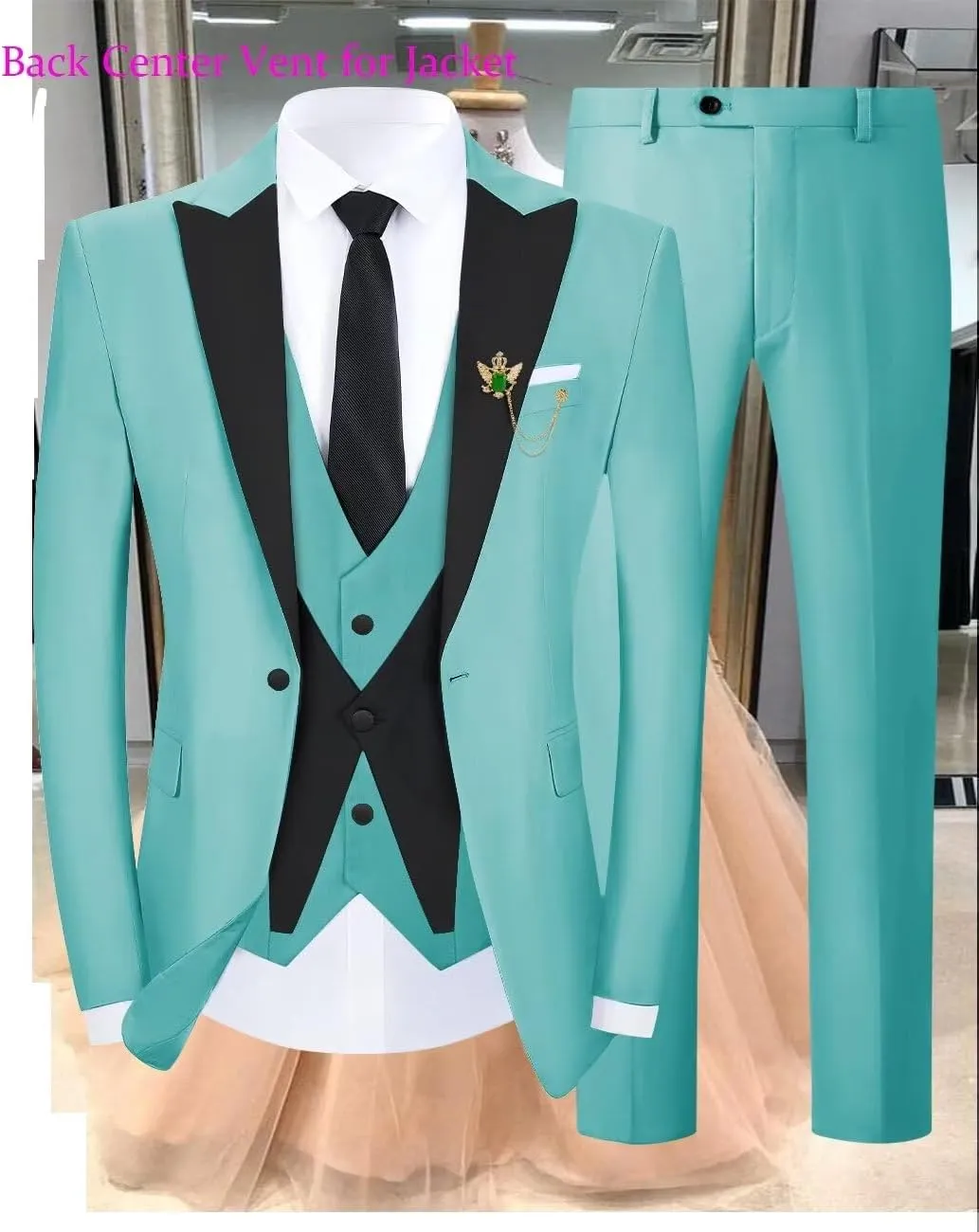 3 Piece Slim Fit Tuxedos for Men Tux Wedding Suits Man One Button Blazer Tuxedo Vest Pants Formal Prom Suits Sets