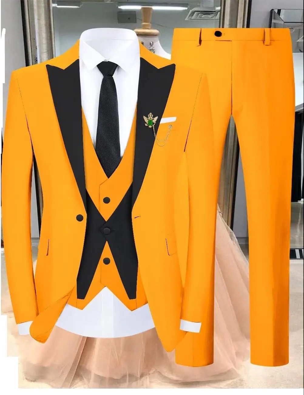3 Piece Slim Fit Tuxedos for Men Tux Wedding Suits Man One Button Blazer Tuxedo Vest Pants Formal Prom Suits Sets