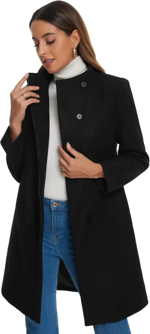 Allegra K Peacoat Coat for Women's Wrap Collar 2024 Winter Trench Coat