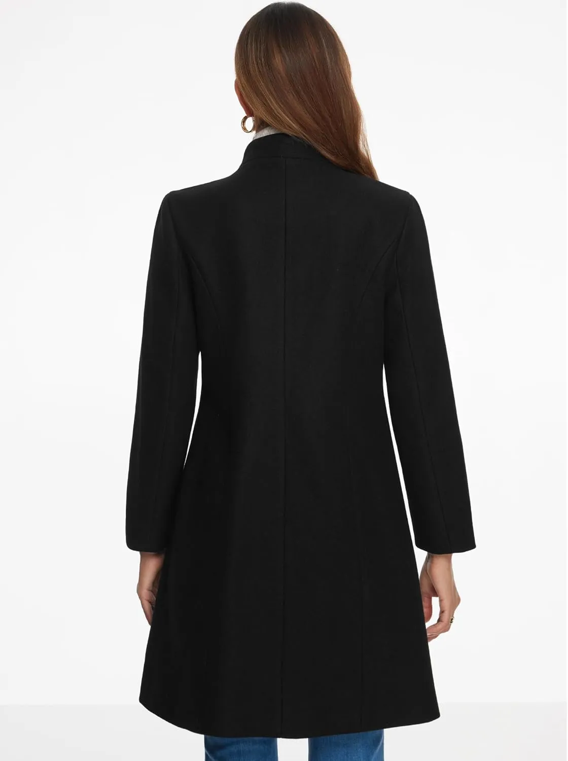 Allegra K Peacoat Coat for Women's Wrap Collar 2024 Winter Trench Coat
