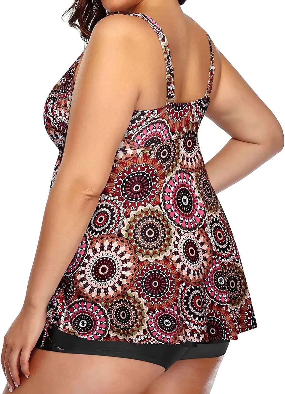 Aqua Eve Women Plus Size Tankini Swimsuit Two Piece Flowy Swimdress Bathing Suits with Shorts