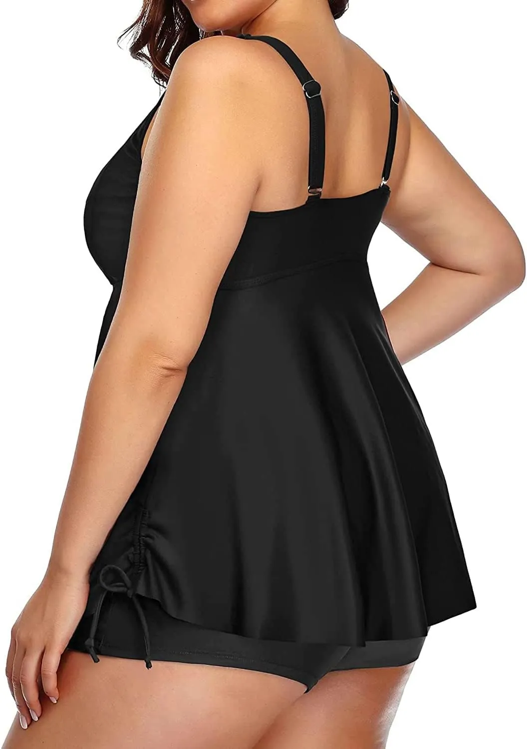 Aqua Eve Women Plus Size Tankini Swimsuit Two Piece Flowy Swimdress Bathing Suits with Shorts