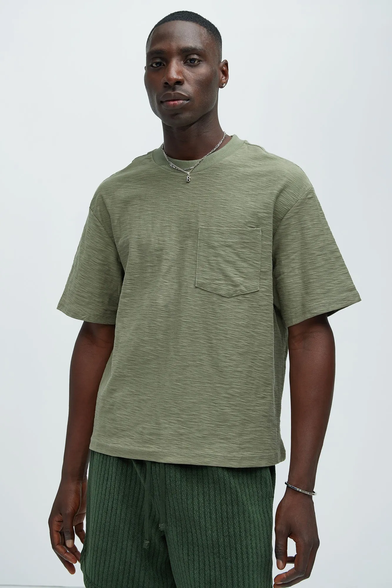 Asher Slub Texture Pocket Tee - Olive