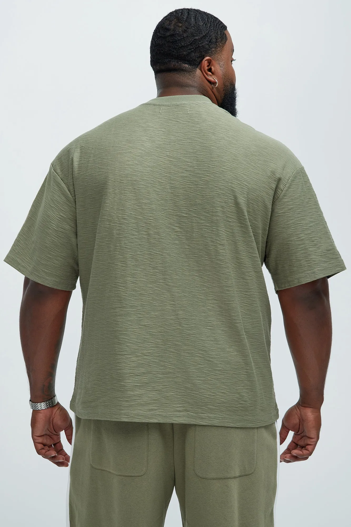 Asher Slub Texture Pocket Tee - Olive