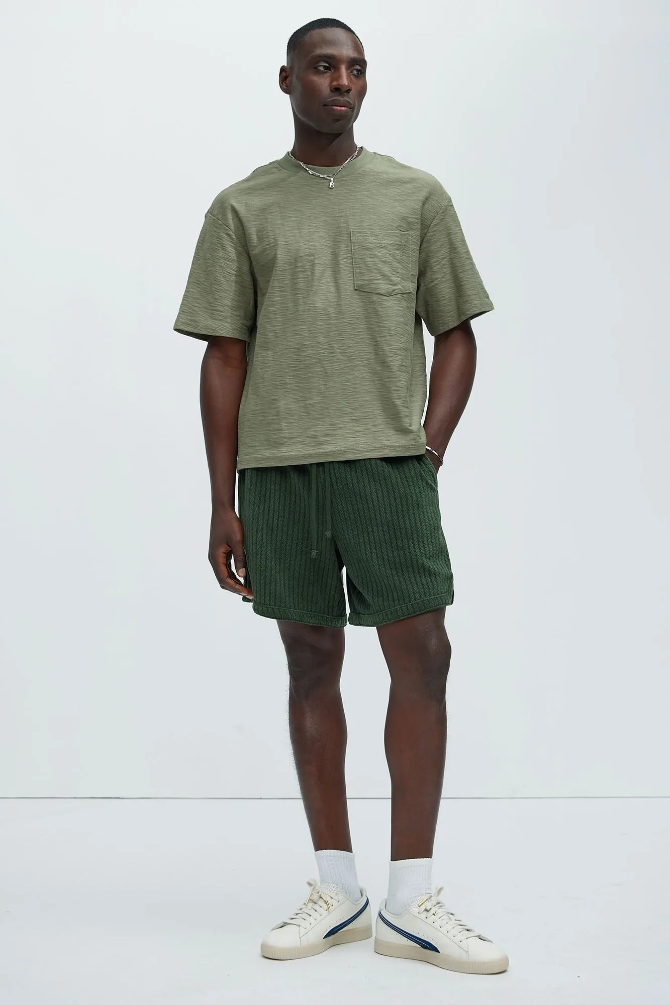 Asher Slub Texture Pocket Tee - Olive