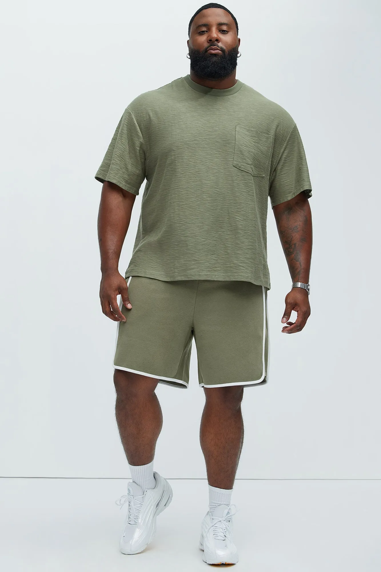 Asher Slub Texture Pocket Tee - Olive