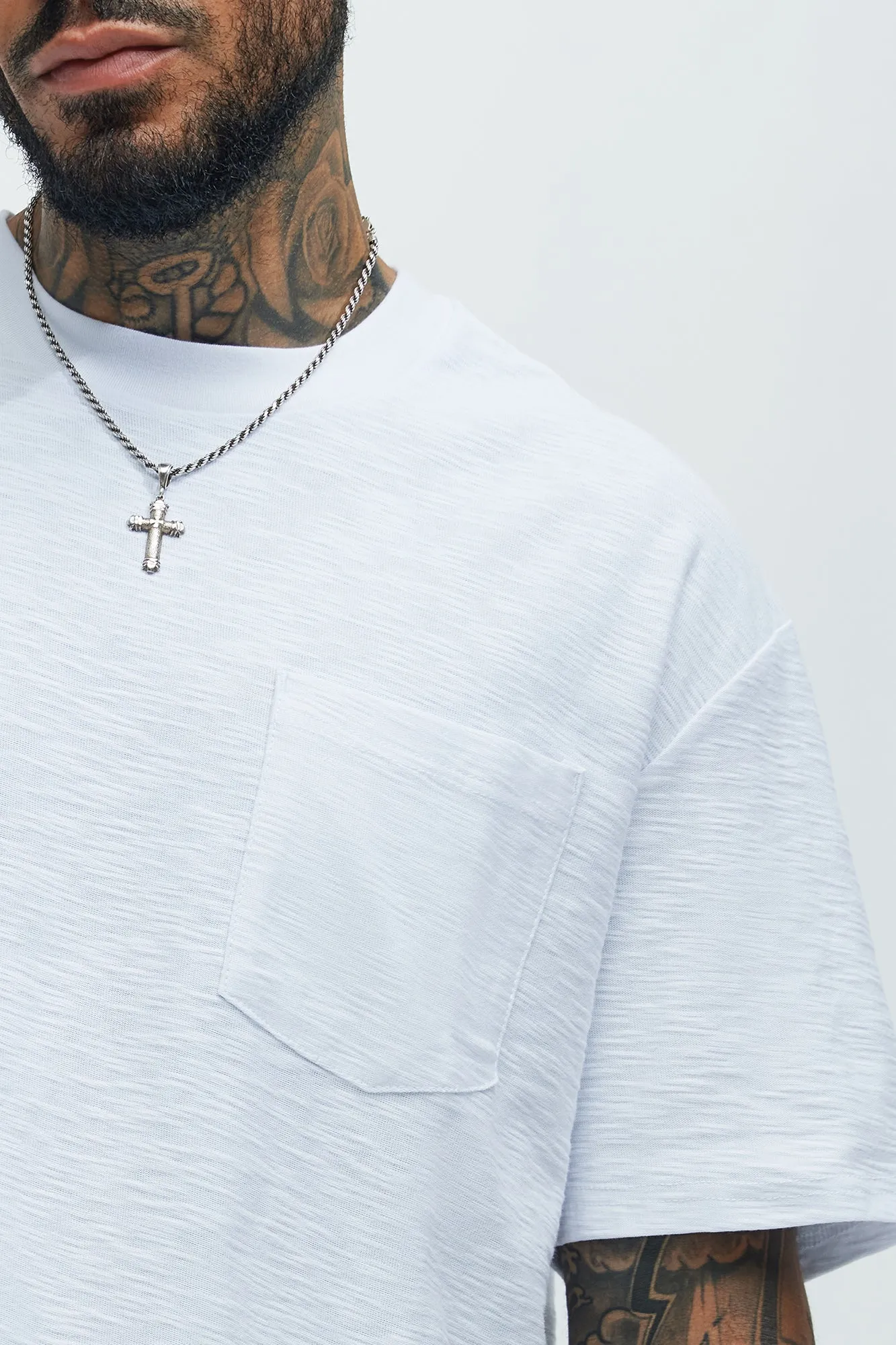 Asher Slub Texture Pocket Tee - White
