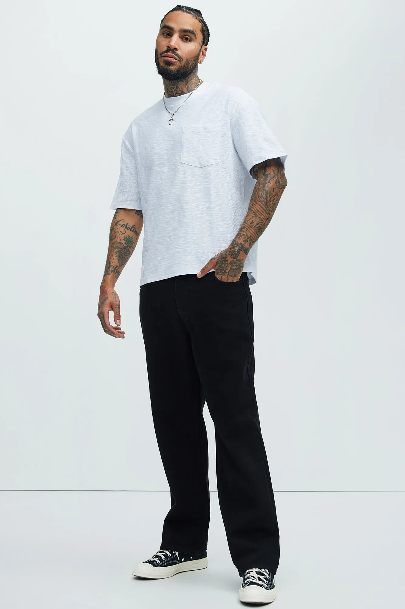 Asher Slub Texture Pocket Tee - White