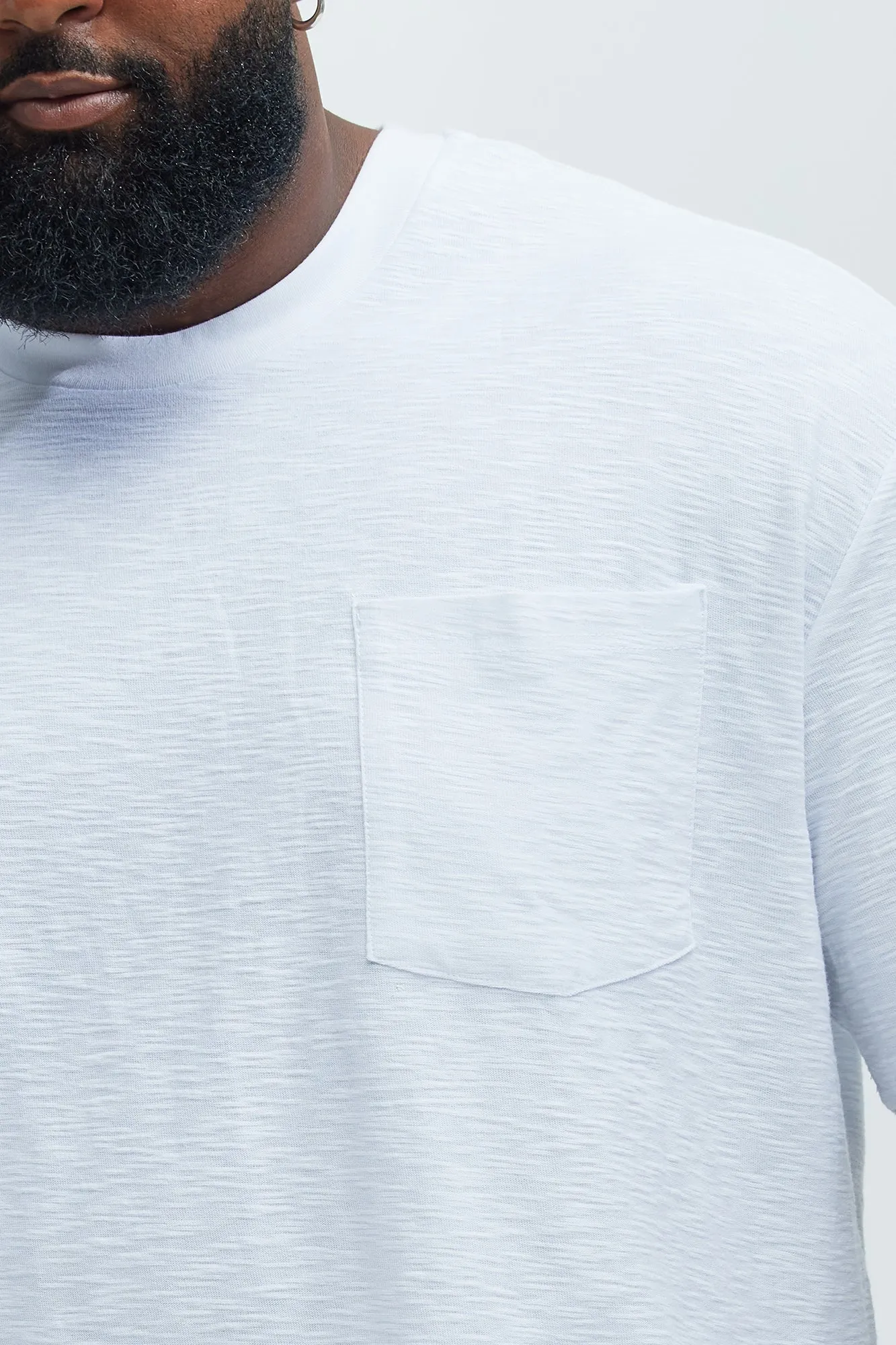 Asher Slub Texture Pocket Tee - White