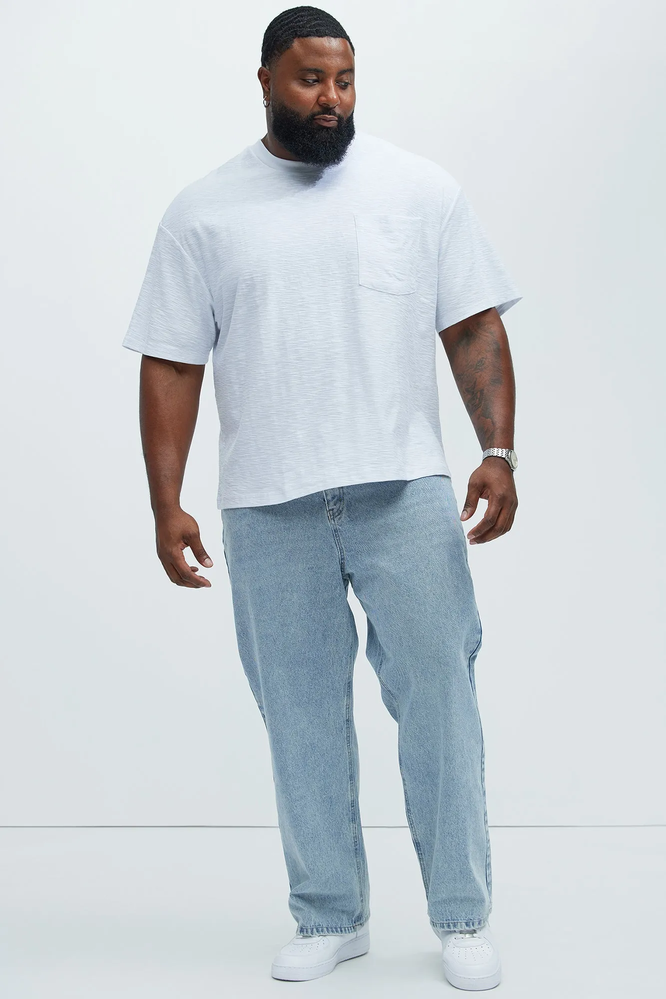 Asher Slub Texture Pocket Tee - White