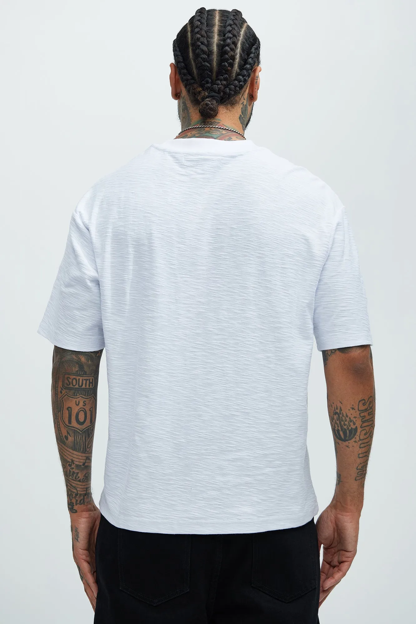 Asher Slub Texture Pocket Tee - White