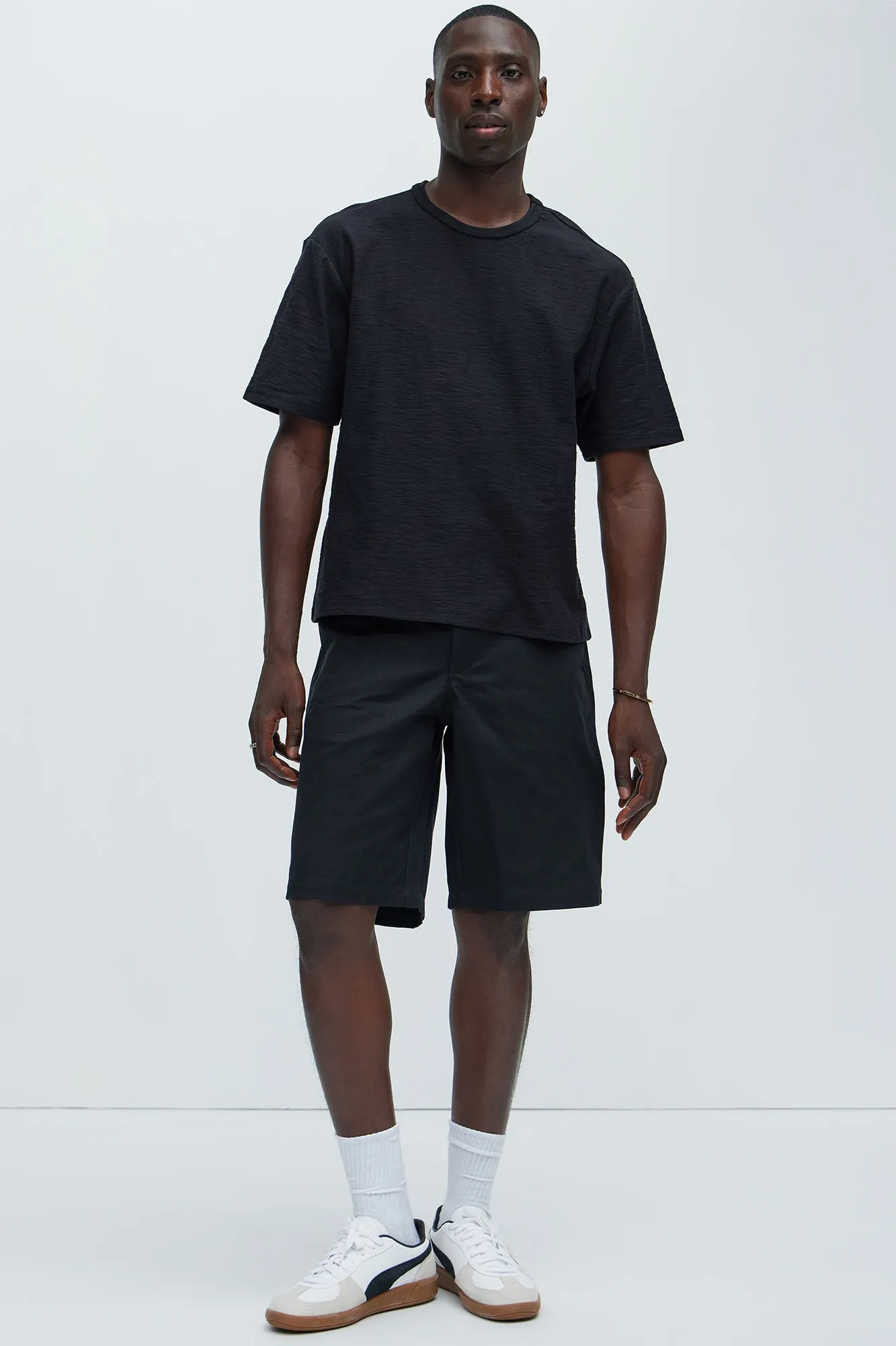 Asher Slub Texture Short Sleeve Tee - Black