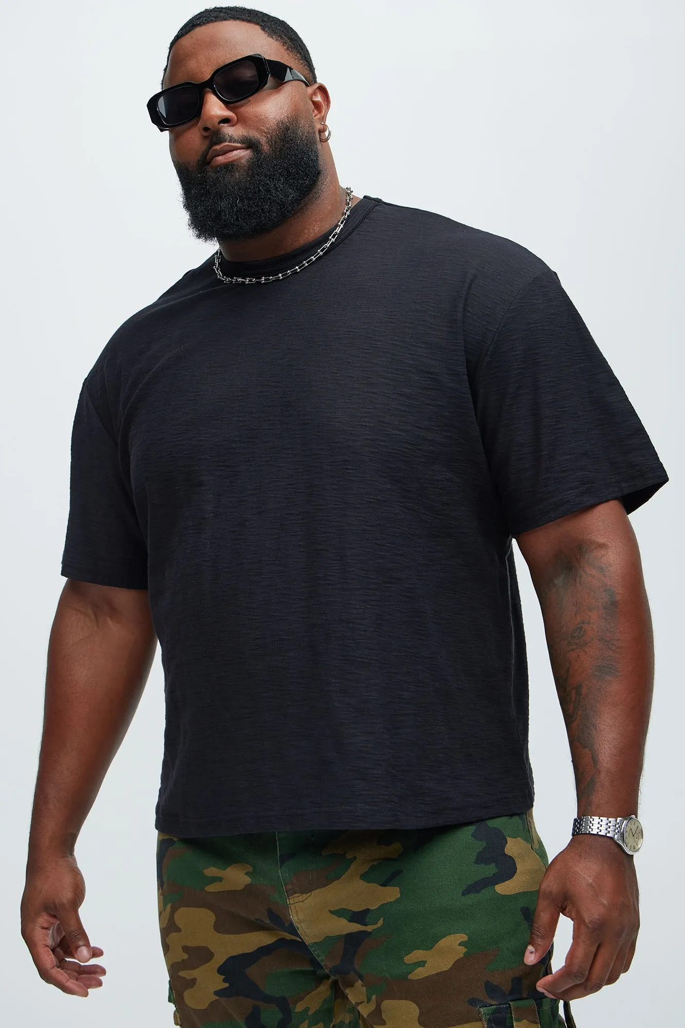 Asher Slub Texture Short Sleeve Tee - Black