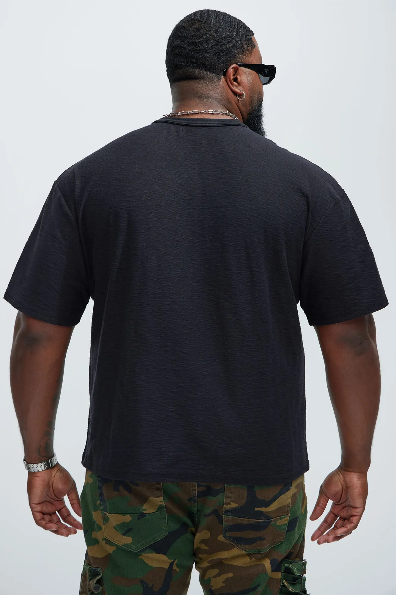 Asher Slub Texture Short Sleeve Tee - Black