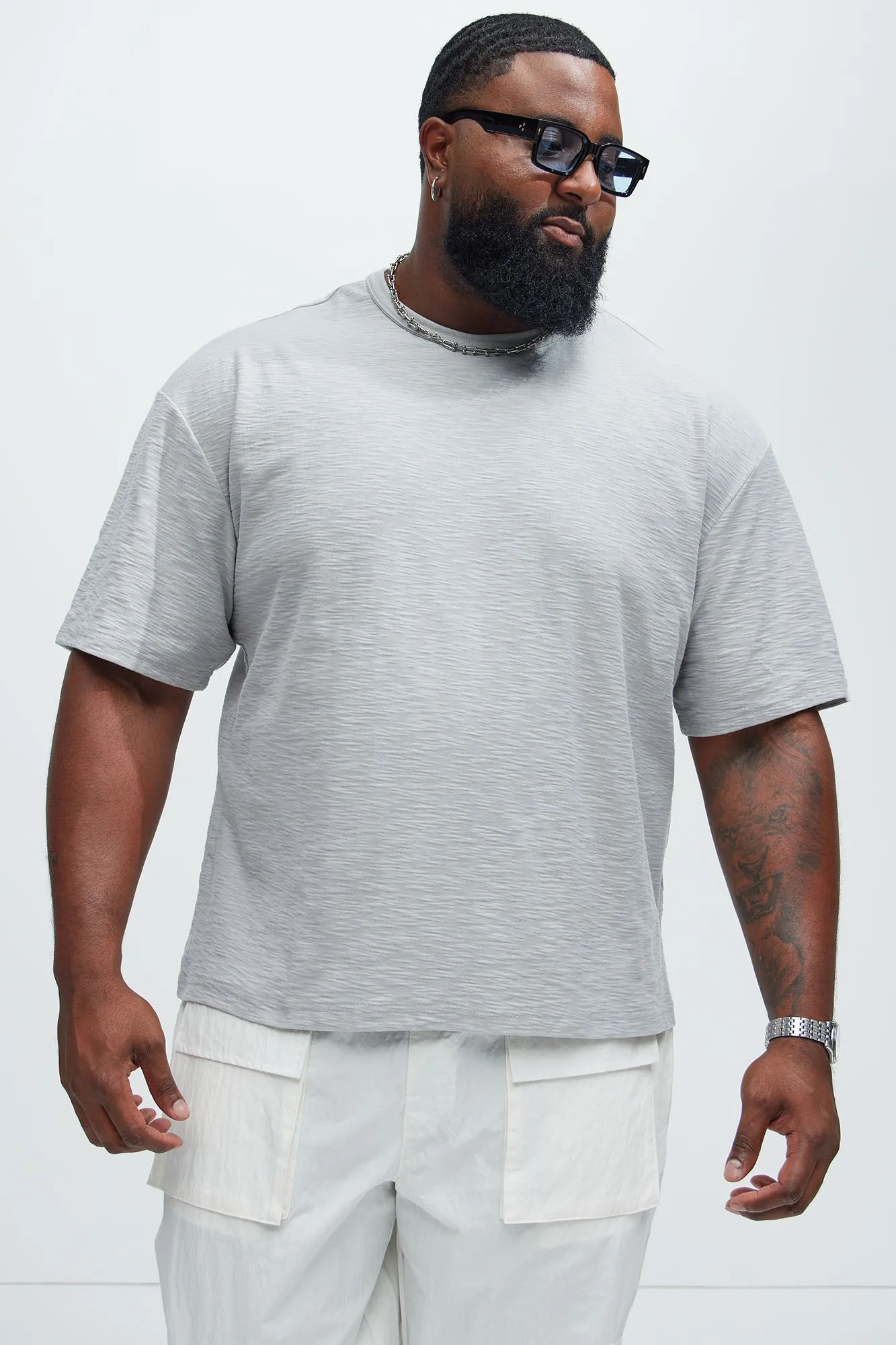 Asher Slub Texture Short Sleeve Tee - Grey