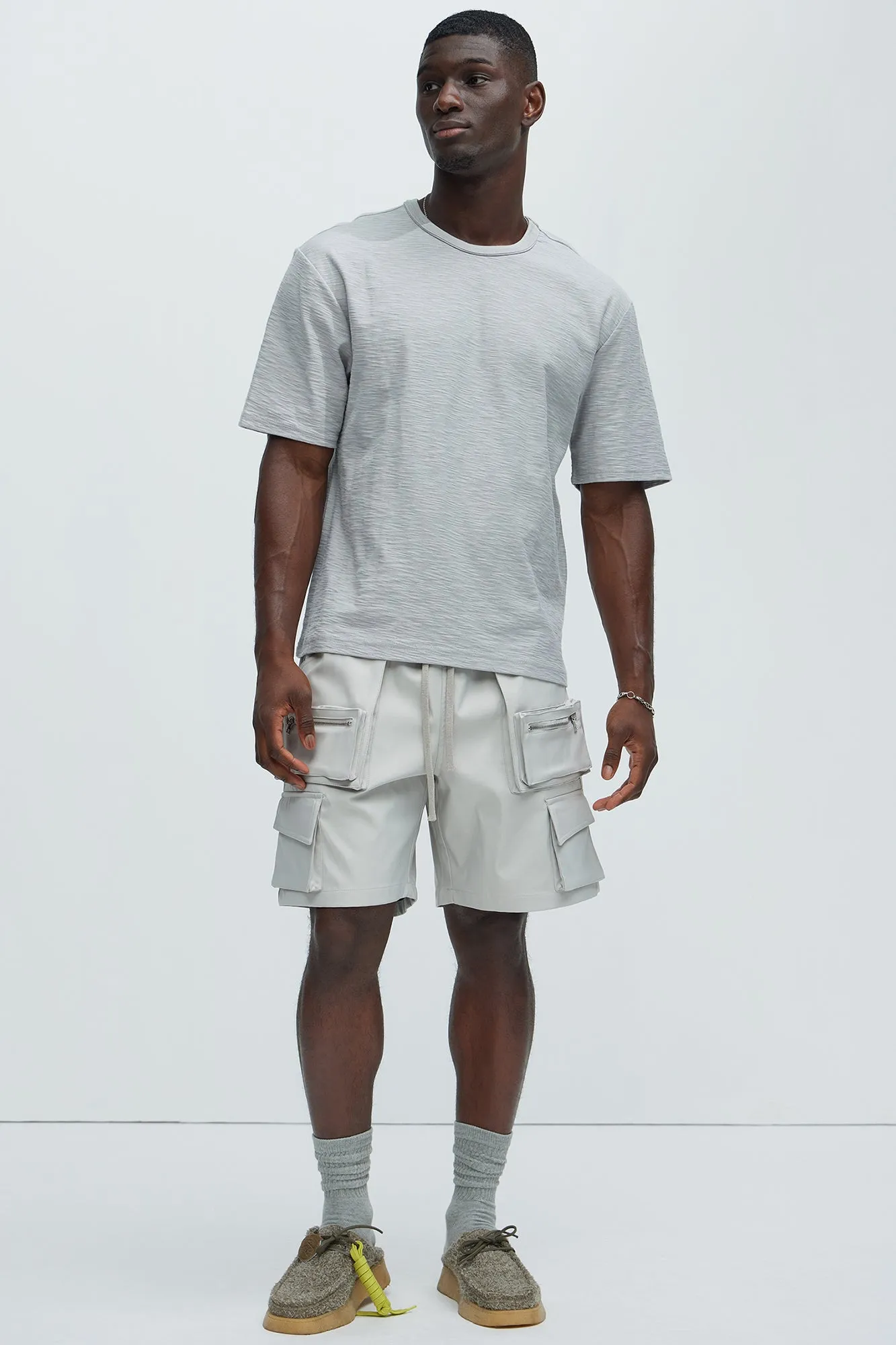 Asher Slub Texture Short Sleeve Tee - Grey