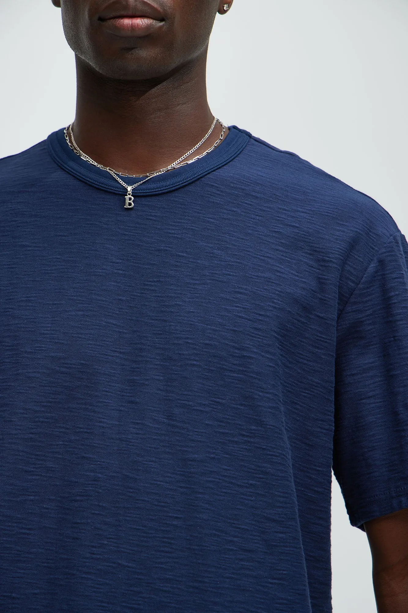 Asher Slub Texture Short Sleeve Tee - Navy