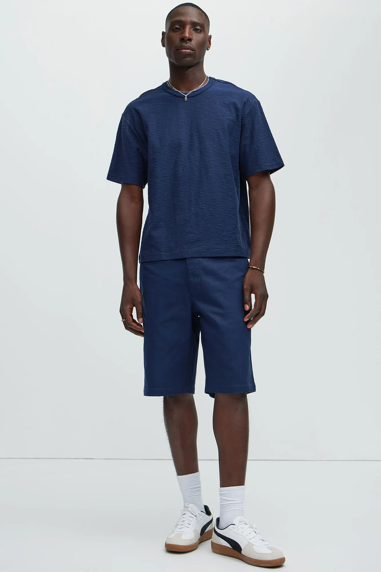 Asher Slub Texture Short Sleeve Tee - Navy