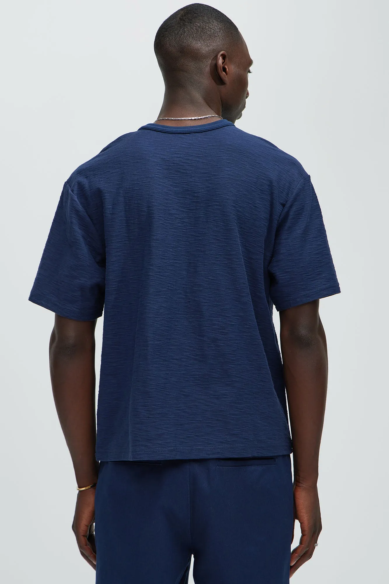 Asher Slub Texture Short Sleeve Tee - Navy