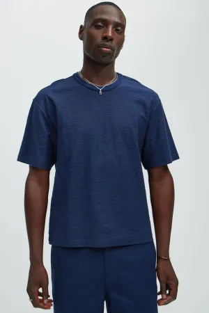 Asher Slub Texture Short Sleeve Tee - Navy