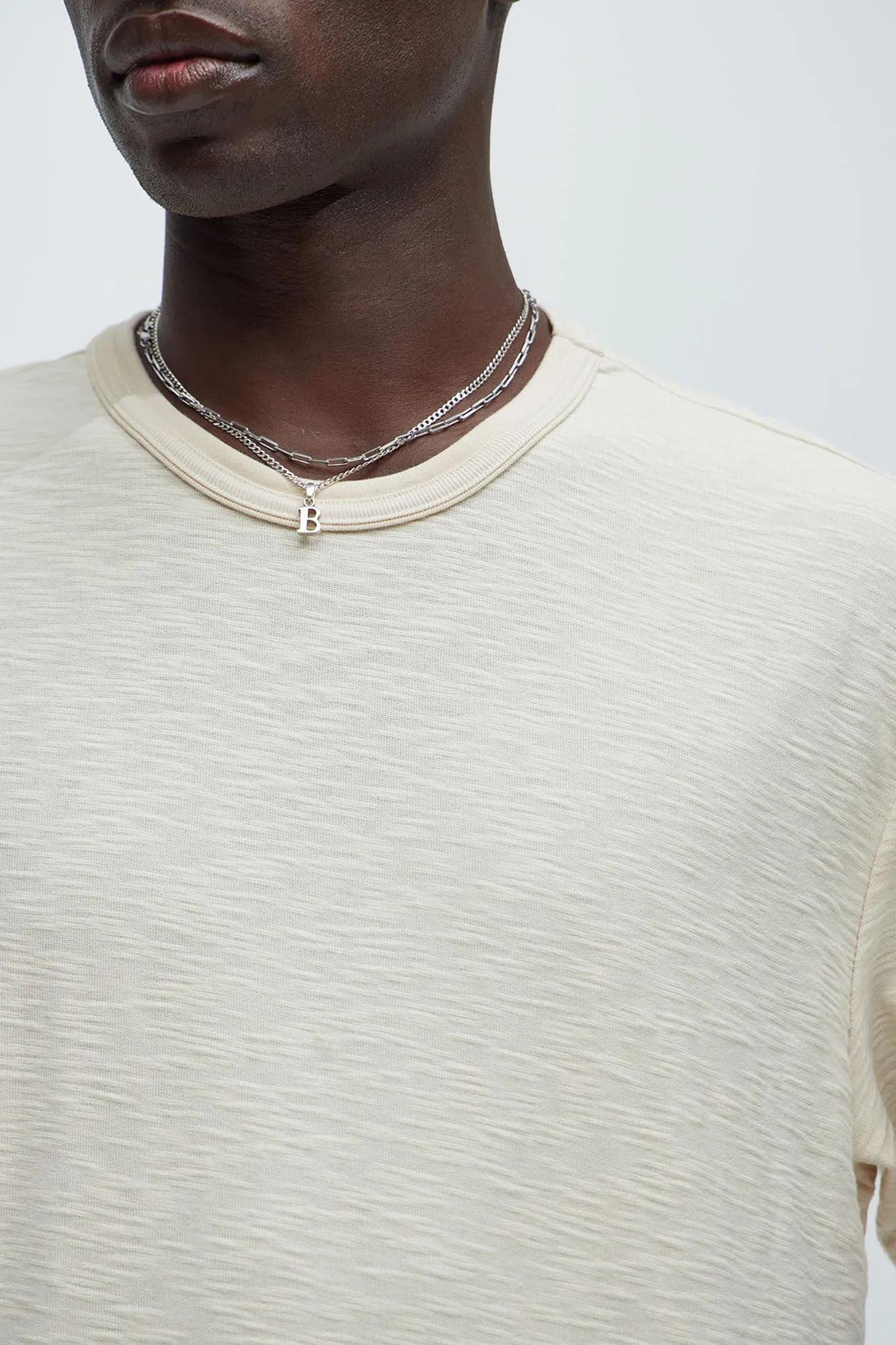 Asher Slub Texture Short Sleeve Tee - Oatmeal