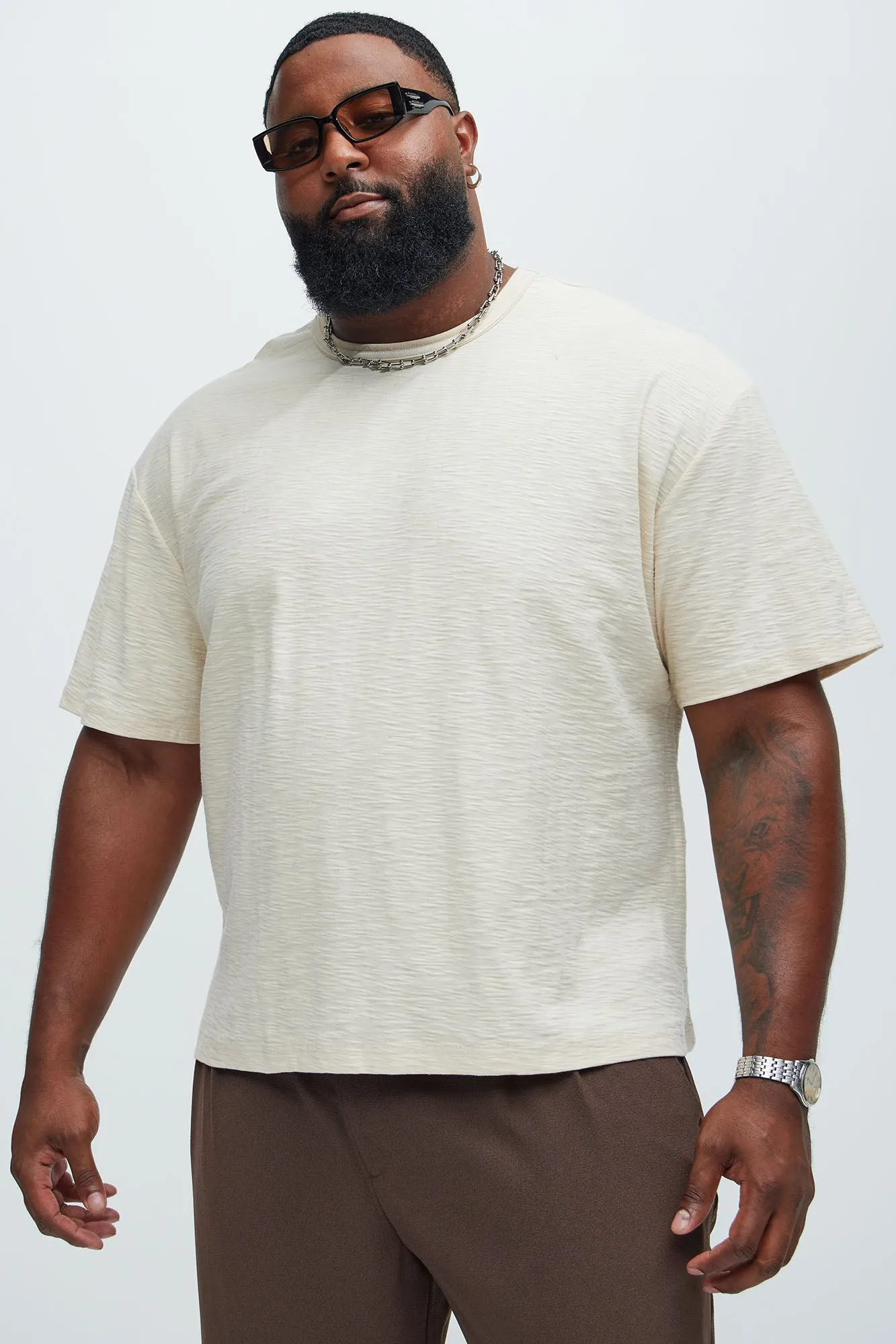 Asher Slub Texture Short Sleeve Tee - Oatmeal