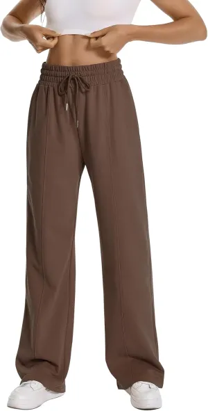 Auriviz Womens High Waisted Drawstring Sweatpants Straight Leg Pants Side Hidden Pockets Sweat Pants 30 Inseam
