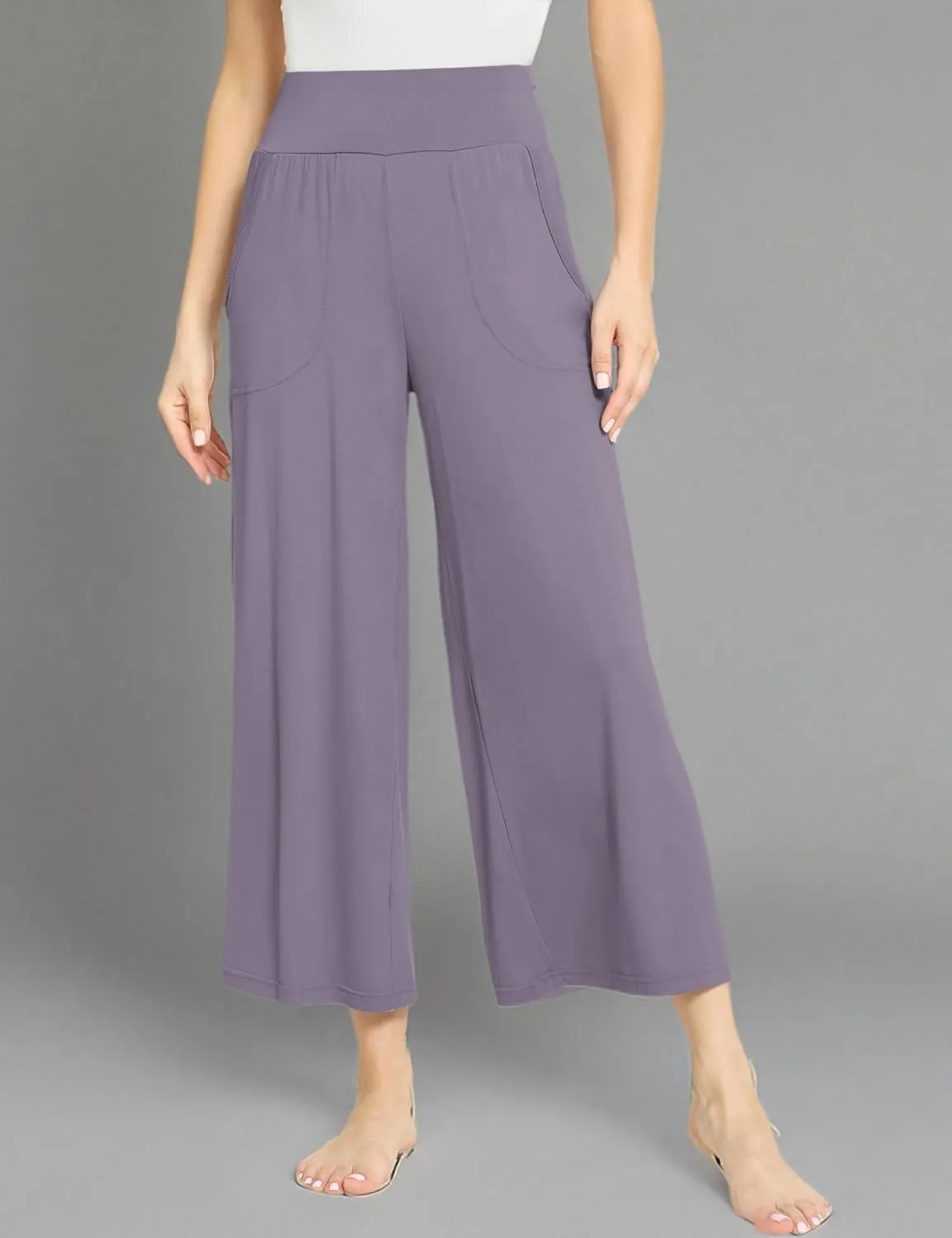 Bamboo Viscose Capri Pants for Women, Wide Leg Cropped Pajama Pants, Loose Yoga Sweatpants, Palazzo Lounge Pj Bottoms