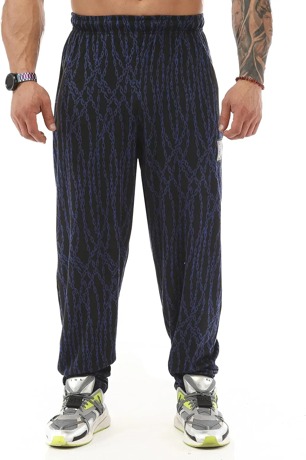 BIG SAM SPORTSWEAR COMPANY Men's Chain Pattern Baggy Workout Sweatpants