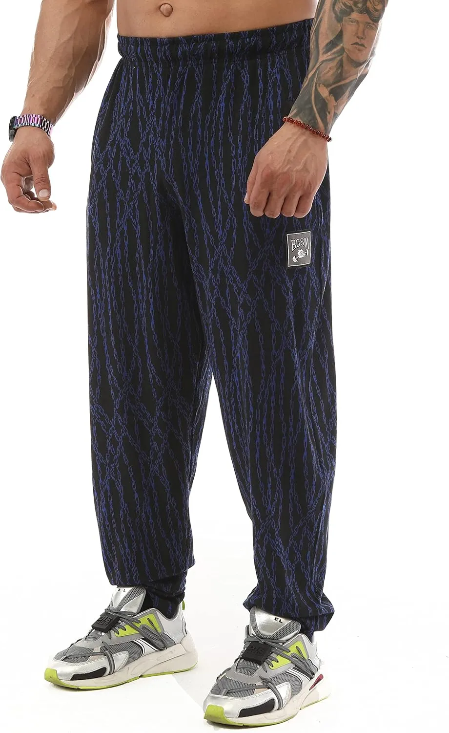 BIG SAM SPORTSWEAR COMPANY Men's Chain Pattern Baggy Workout Sweatpants