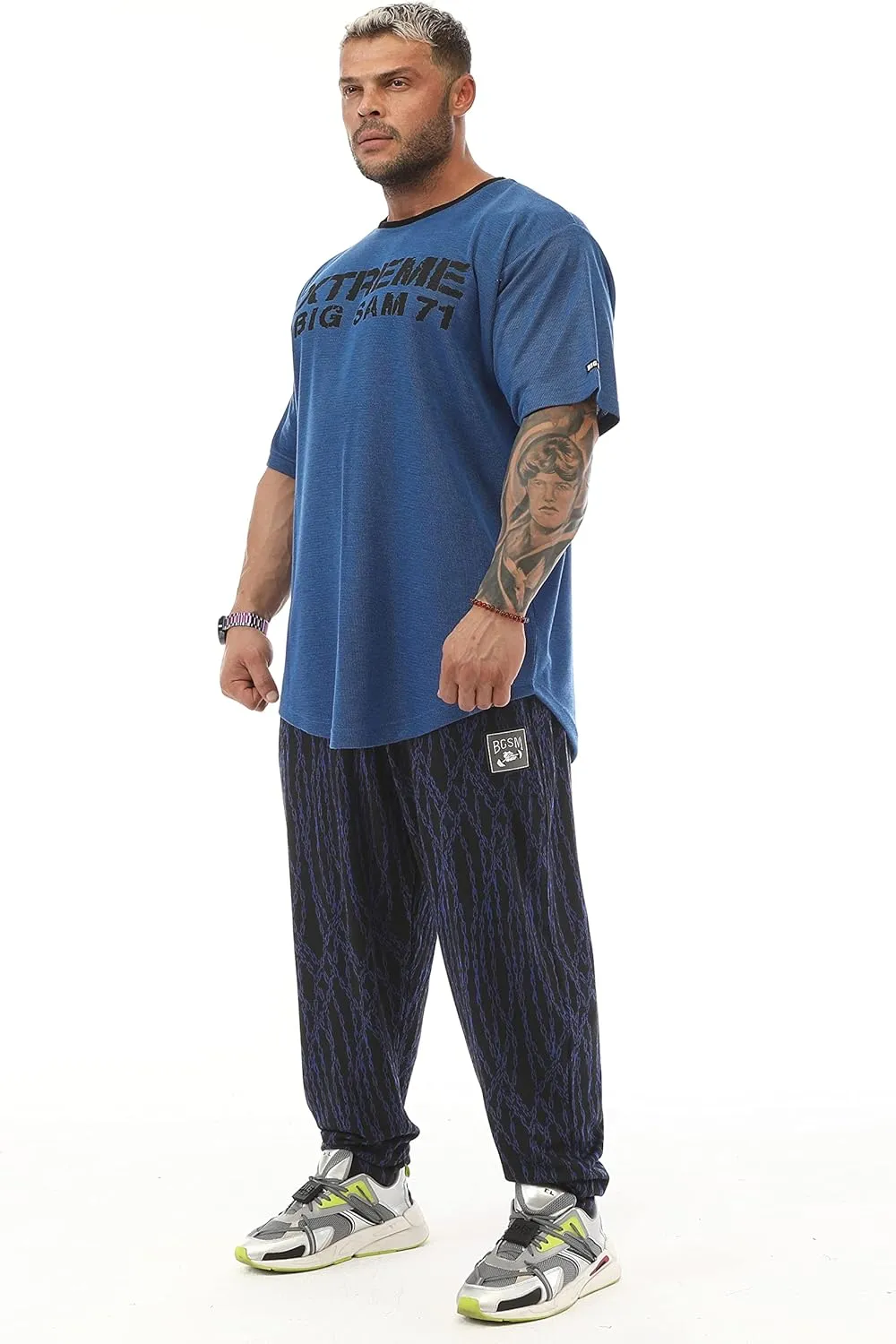 BIG SAM SPORTSWEAR COMPANY Men's Chain Pattern Baggy Workout Sweatpants