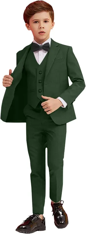 Boy Suits 5 Piece Slim Fit Suit for Kids Toddler Formal Set Wedding Ring Bearer Outfit