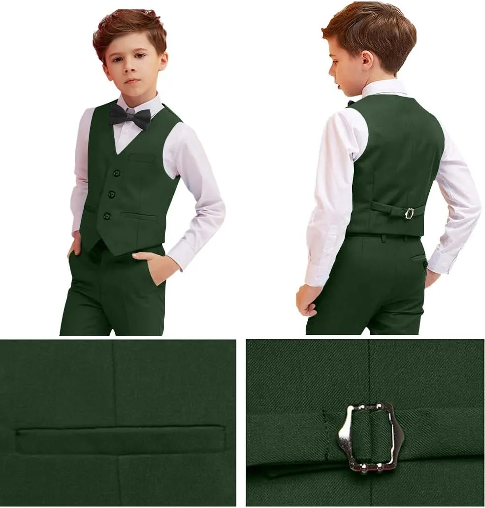 Boy Suits 5 Piece Slim Fit Suit for Kids Toddler Formal Set Wedding Ring Bearer Outfit