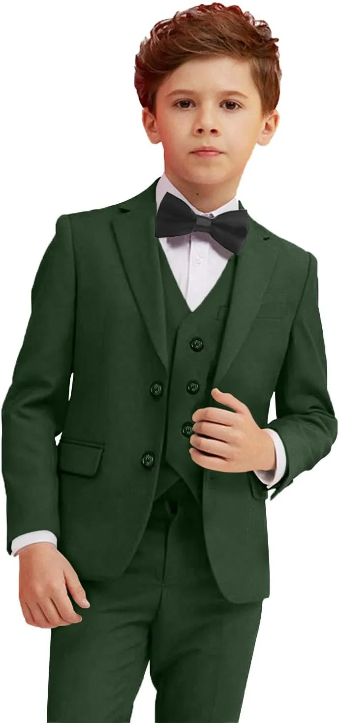 Boy Suits 5 Piece Slim Fit Suit for Kids Toddler Formal Set Wedding Ring Bearer Outfit