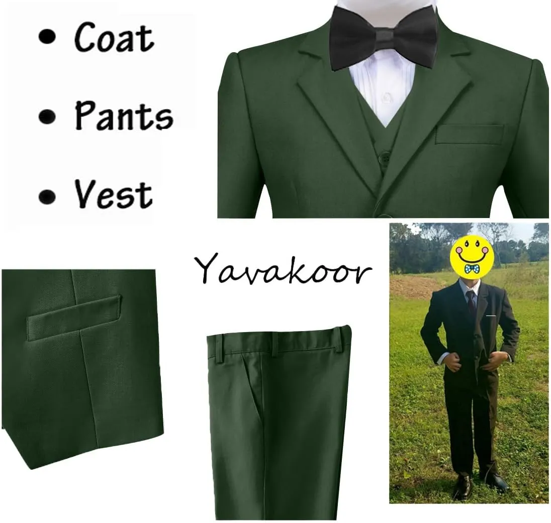 Boy Suits 5 Piece Slim Fit Suit for Kids Toddler Formal Set Wedding Ring Bearer Outfit