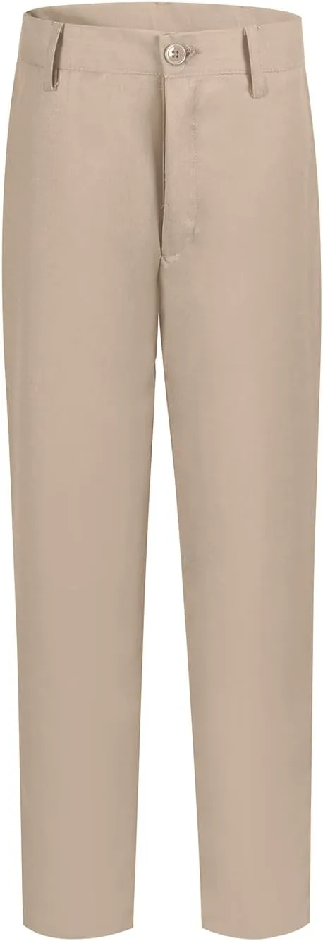 Boys' Flat Front Dress Pants Adjustable Waist School Uniforms Pants