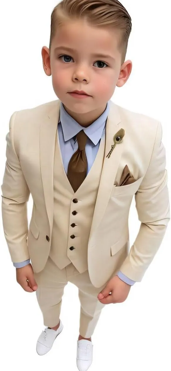 Boys Suit Slim Fit Toddler Suit for Boys Single Breasted Kids Tuxedo Suit for Wedding Suit Set