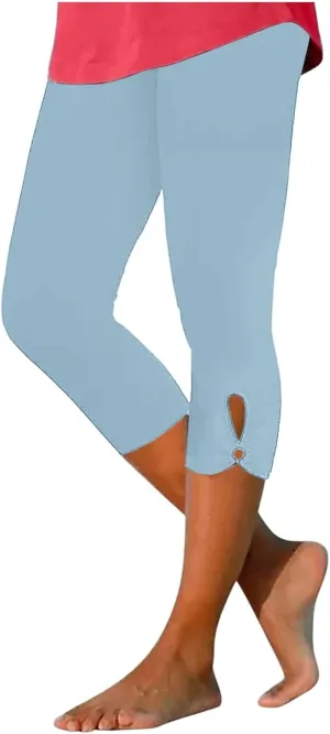 Capri Leggings for Women Trendy Casual Plus Size Yoga Pants Slim Fit Comfy Stretchy Workout Vacation Outfits