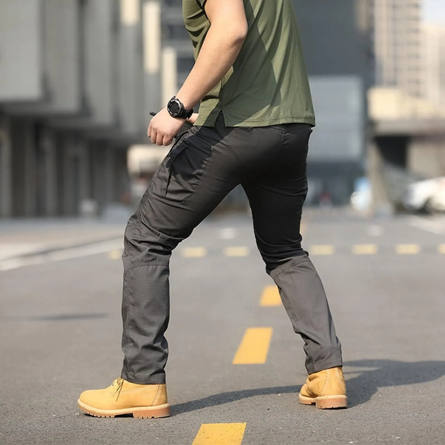Cargo Pants for Men Cargo Work Pants Overalls Outdoor Elastic Waist Loose Slim Fit Hiking Dry Pant with Pockets