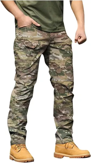 Cargo Pants for Men Cargo Work Pants Overalls Outdoor Elastic Waist Loose Slim Fit Hiking Dry Pant with Pockets