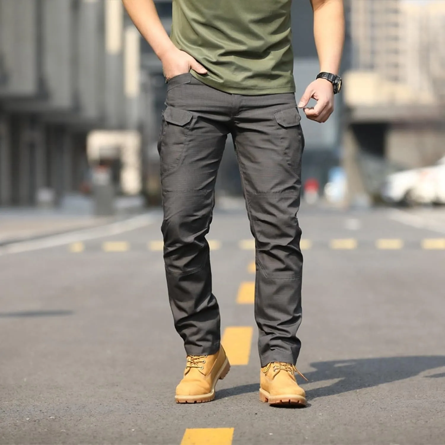 Cargo Pants for Men Cargo Work Pants Overalls Outdoor Elastic Waist Loose Slim Fit Hiking Dry Pant with Pockets