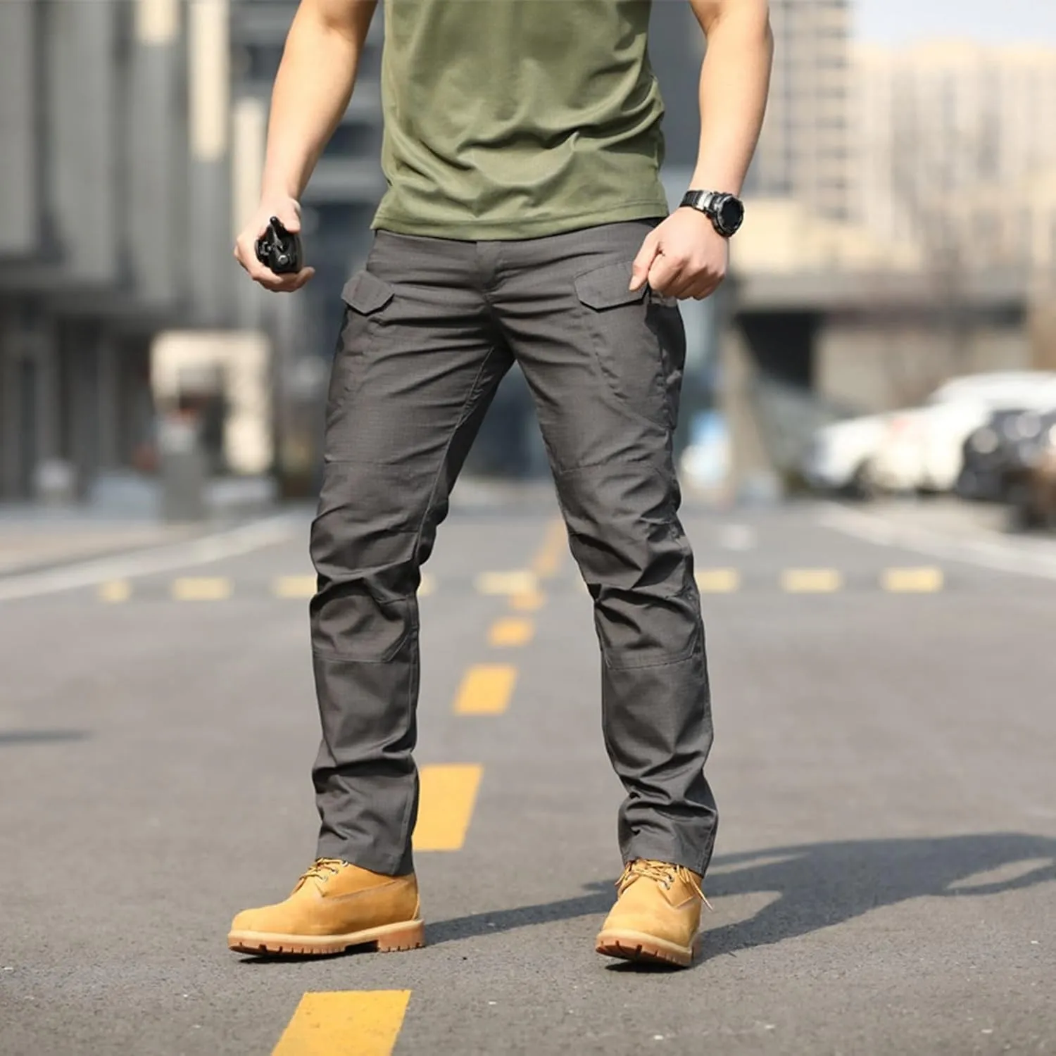 Cargo Pants for Men Cargo Work Pants Overalls Outdoor Elastic Waist Loose Slim Fit Hiking Dry Pant with Pockets