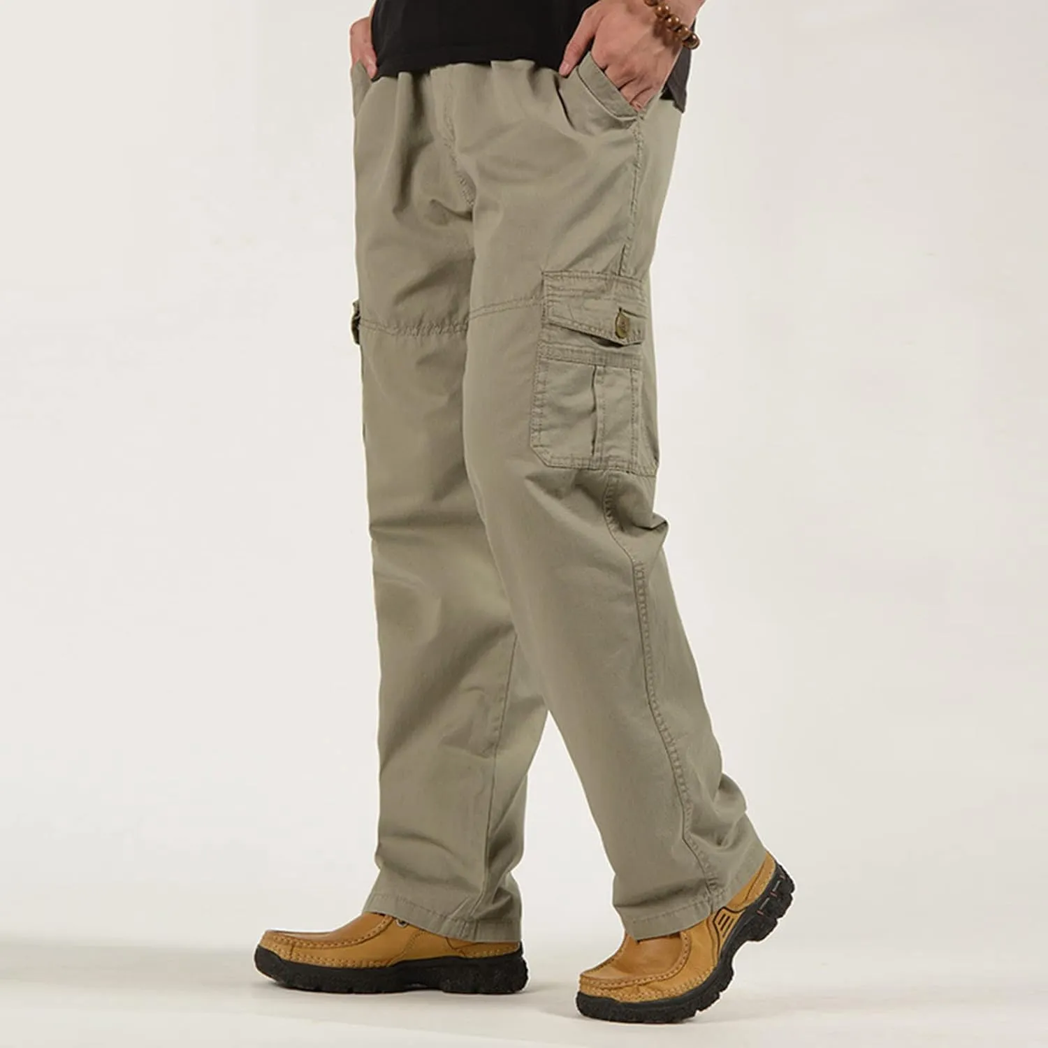 Cargo Sweatpants for Men Big and Tall Pockets Men's Winter Cargo Pants Thick Fleece Joggers Loose Sport Long Trousers