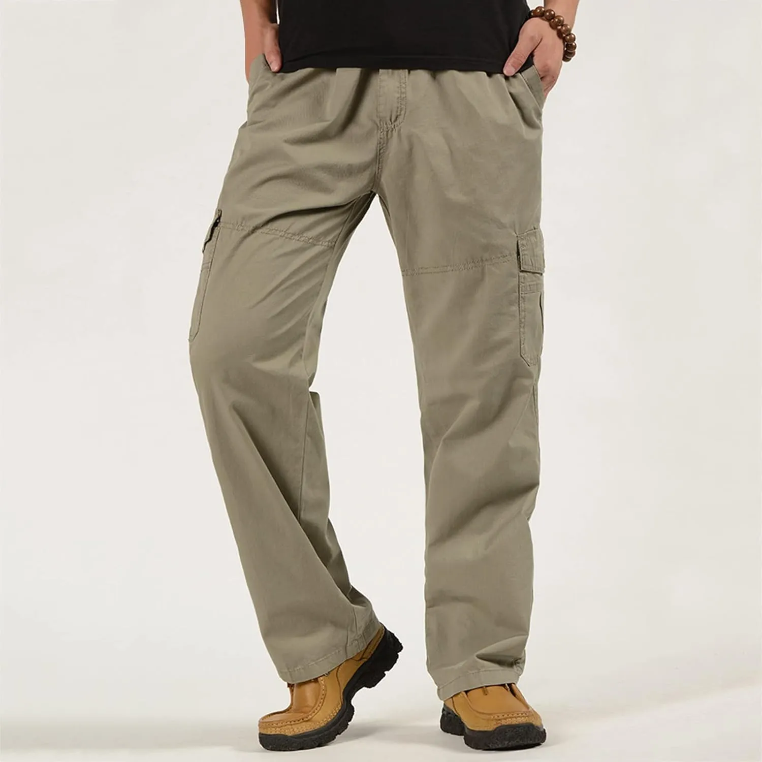 Cargo Sweatpants for Men Big and Tall Pockets Men's Winter Cargo Pants Thick Fleece Joggers Loose Sport Long Trousers