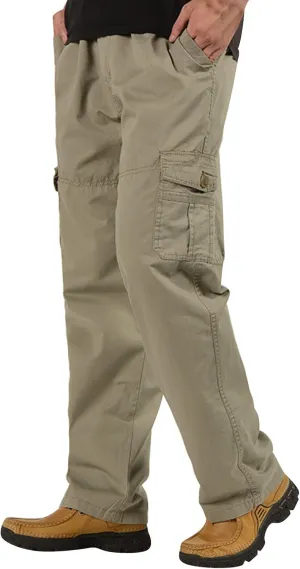 Cargo Sweatpants for Men Big and Tall Pockets Men's Winter Cargo Pants Thick Fleece Joggers Loose Sport Long Trousers