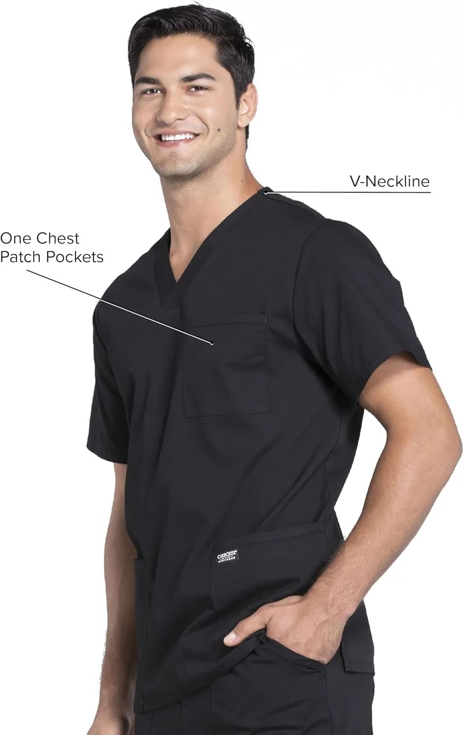 Cherokee Scrubs for Men Workwear Professionals V-Neck 4 Pocket Scrub Top WW695