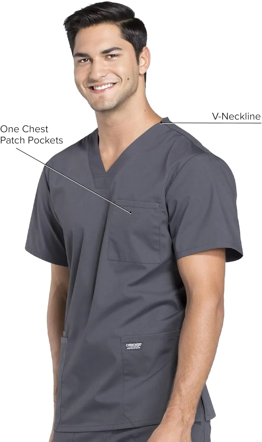 Cherokee Scrubs for Men Workwear Professionals V-Neck 4 Pocket Scrub Top WW695